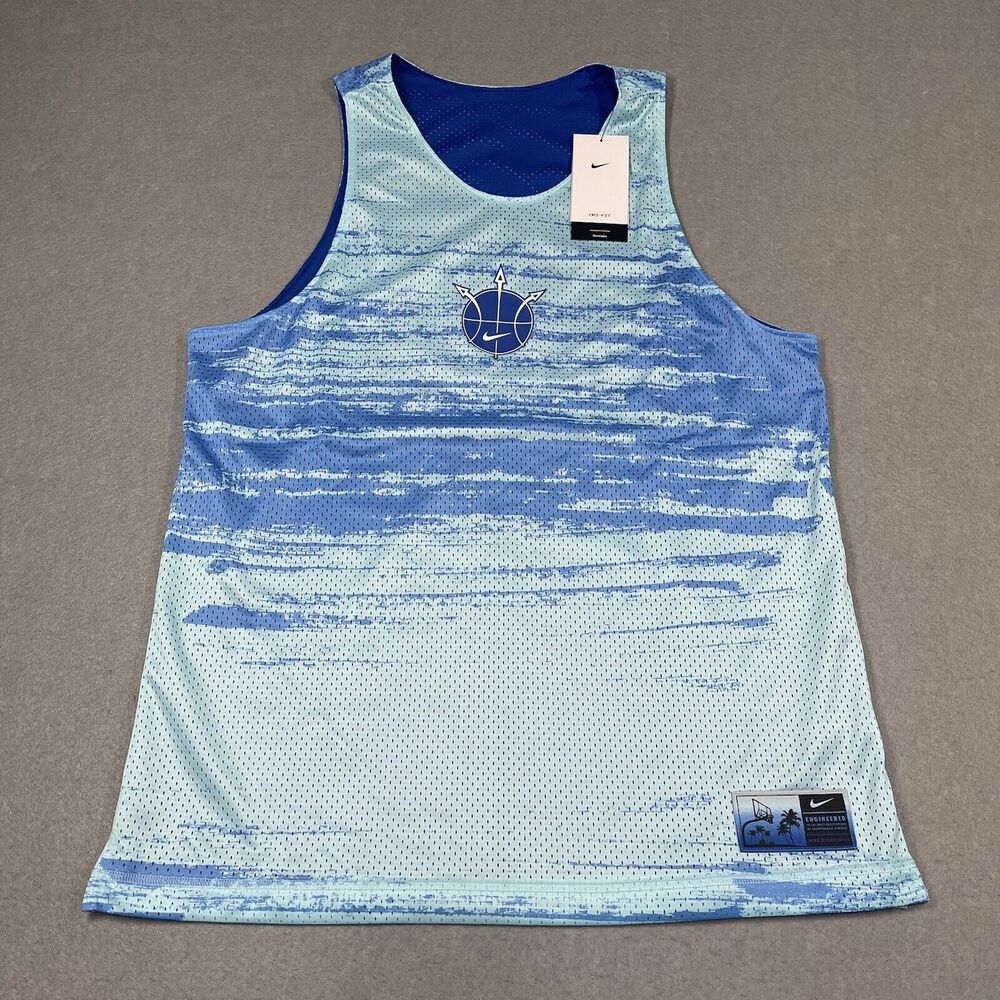 Nike Basketball Jersey Men Large Blue Mesh Summer Hoop Reversible Game Royal $70